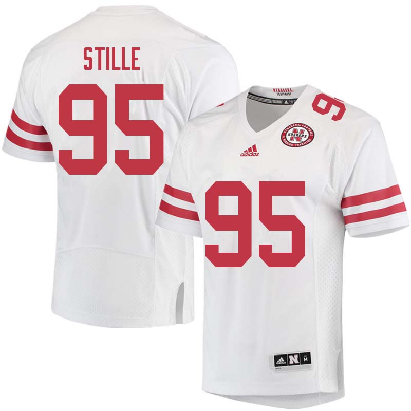 Men #95 Ben Stille Nebraska Cornhuskers College Football Jerseys Sale-White